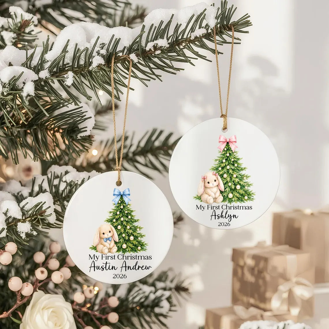 Baby Girl First Christmas Ornament, 1st Christmas, Newborn Gift, Baby xmas, Baby Shower Gift, Boy