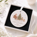 Personalised Baby's First Christmas Bauble, Babys 1st Xmas Santa Woodland Animals Theme, New Baby Christmas Ornament Gift