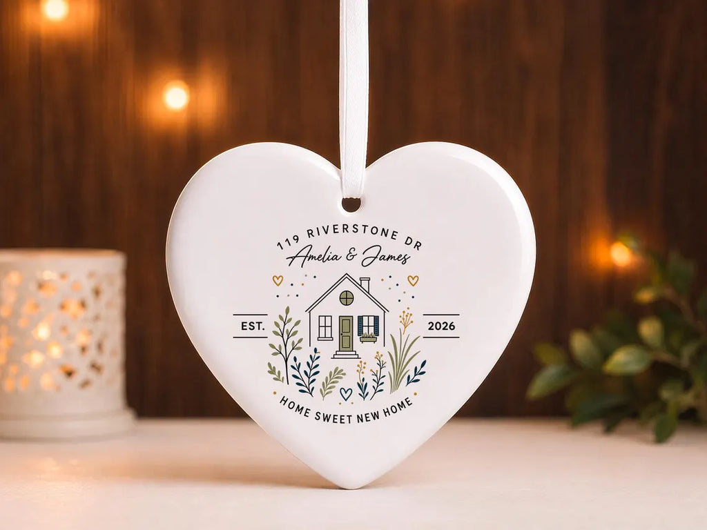 Personalized New Home Ornament With Custom Address Names Year, Housewarming Gift For Couple, First Home Keepsake