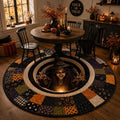 3D Print Witch Halloween Rug, Round Optical Illusion Area Rug, Spooky Witch Floor Mat, Haunted House Decor, Creepy Halloween Home Decor