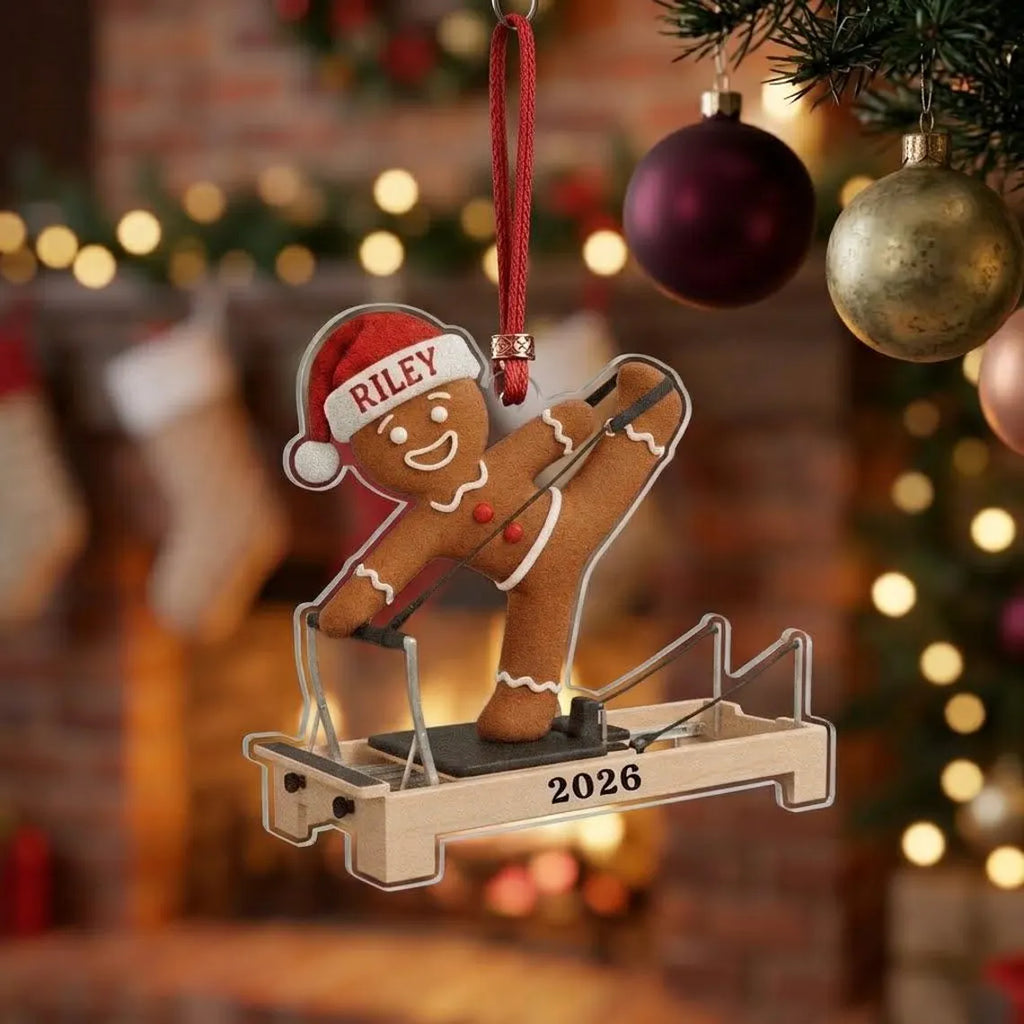 Custom Pilates Reformer Ornament, Personalized Gingerbread Fitness Gift, Workout Keepsake, Pilates Instructor Christmas Decor, 2026 Gym Gift