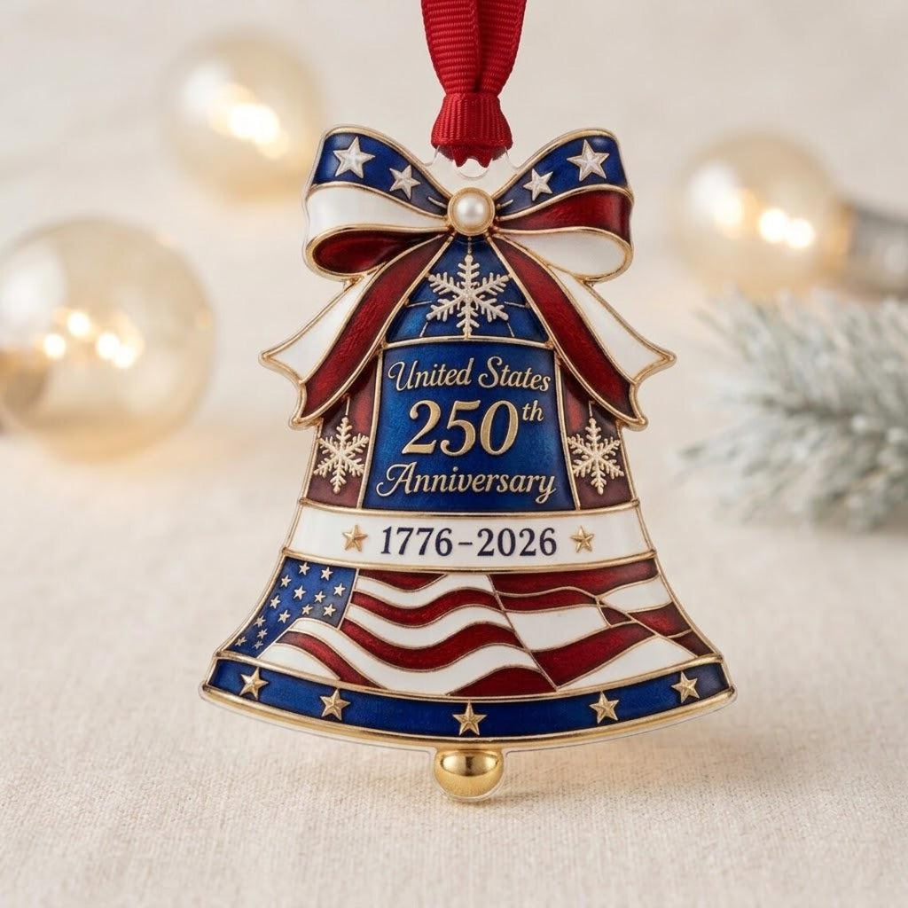 2D Flat Personalized USA 250th Anniversary Liberty Bell Ornament (1776-2026) Acrylic Christmas Tree Decor, Patriotic Keepsake Gift