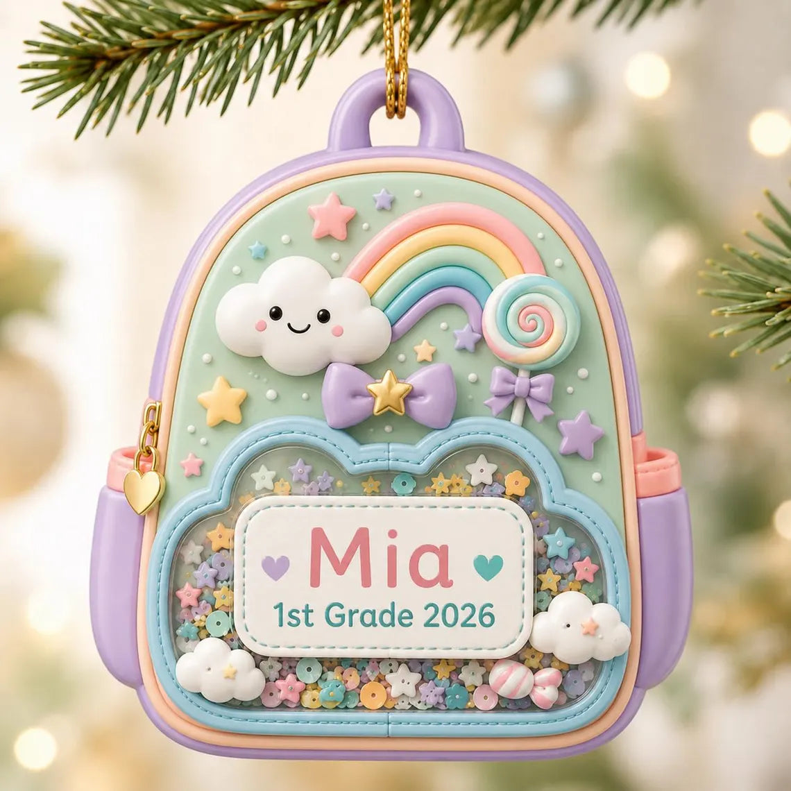 2D Flat Personalized Kindergarten 2026 Ornament, Custom Backpack Keepsake, First Day of School Gift
