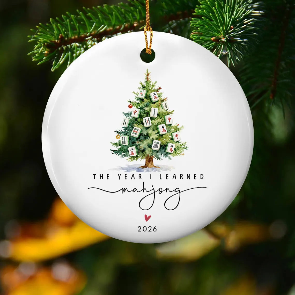 The Year I Learned Mahjong - Custom Mahjong Ornament Funny Mahjong Group Gift,Christmas Gift For Mahjong Club 2026,Merry Mahjong Chinoiserie