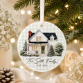 Custom Gingham Watercolor House Photo Ornament, New Home Christmas Keepsake, Housewarming Gift, Newlywed Gift, Realtor Gift For Buyers