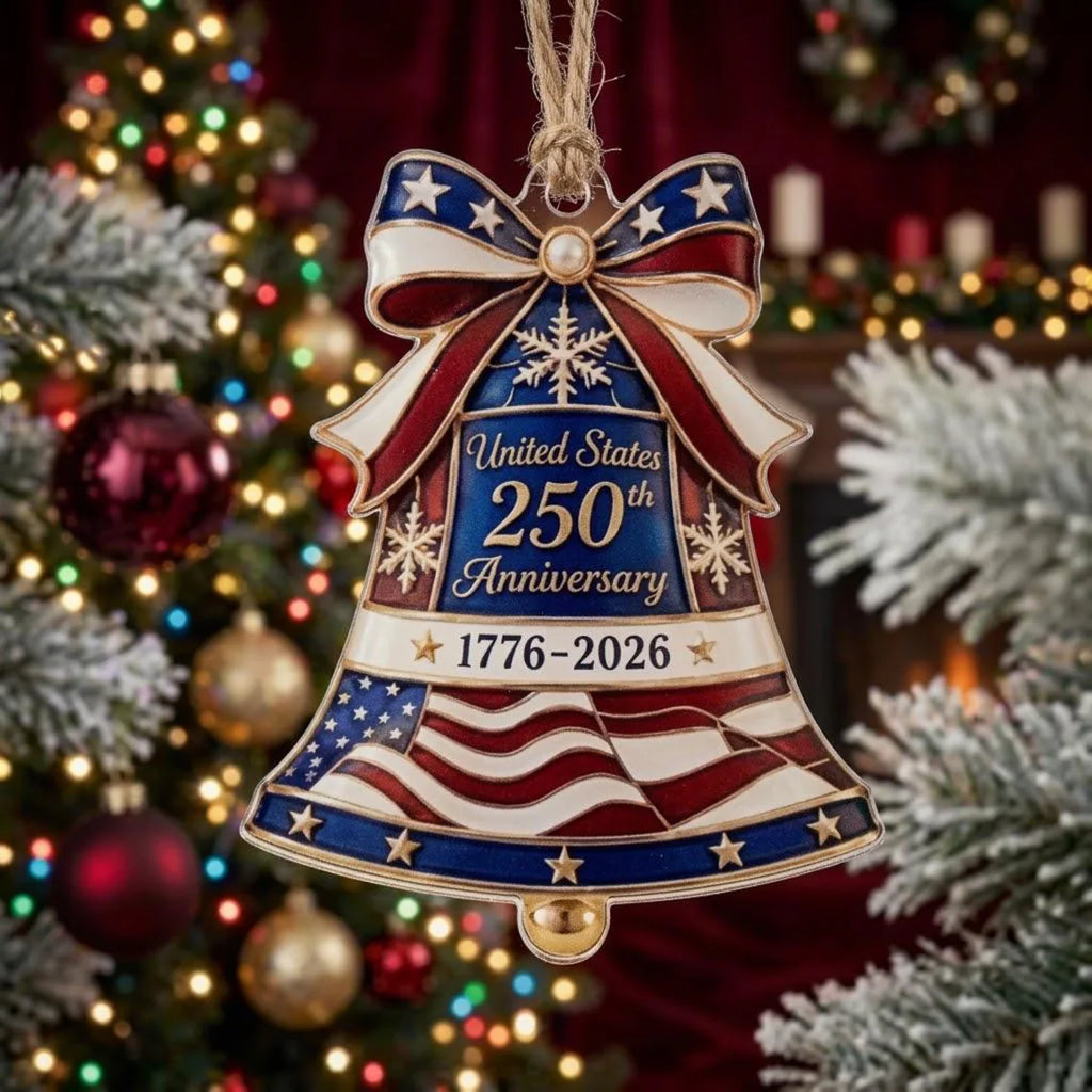 2D Flat Personalized USA 250th Anniversary Liberty Bell Ornament (1776-2026) Acrylic Christmas Tree Decor, Patriotic Keepsake Gift