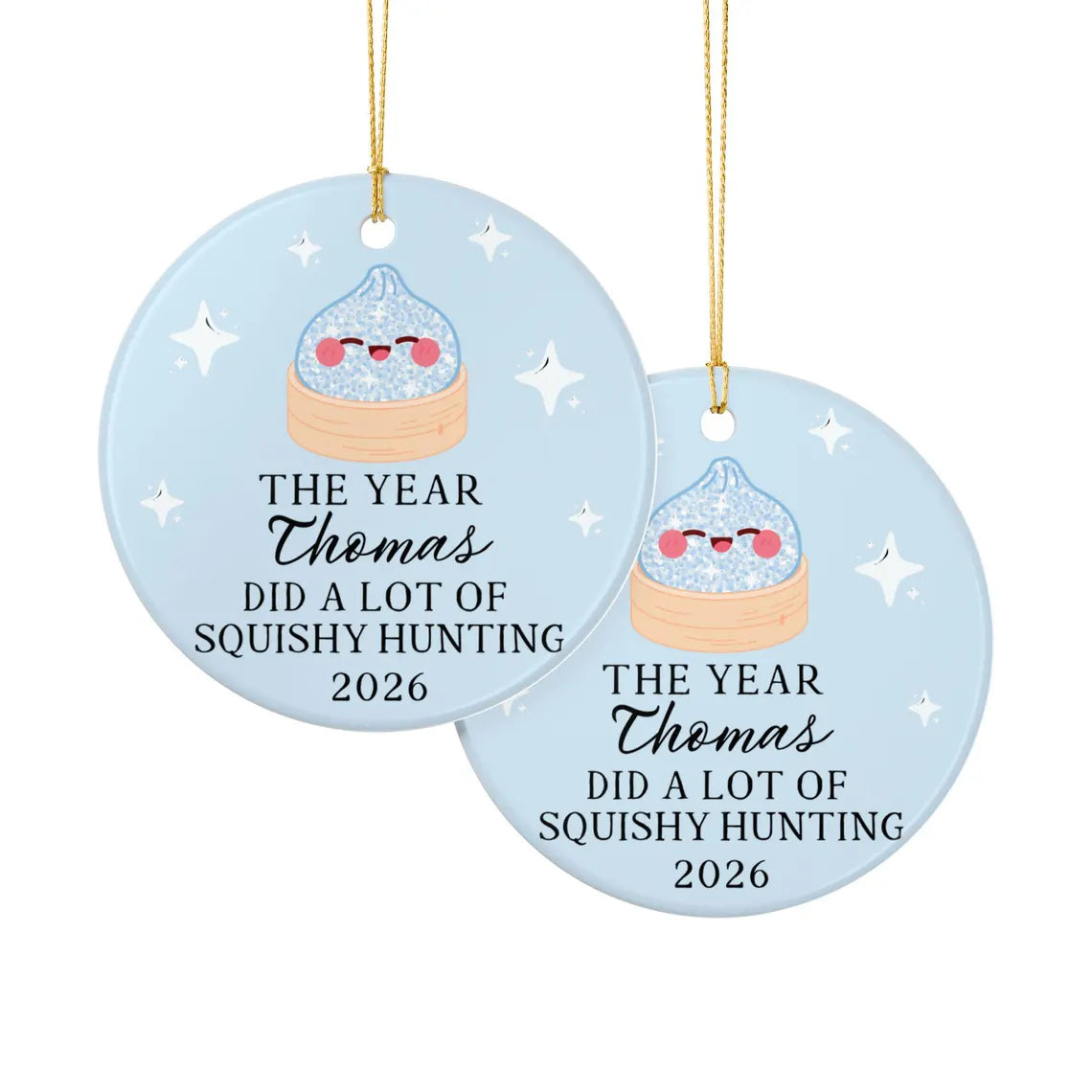 Squishy ornament, Squishy lover gift, Dumpling ornament, Custom ornaments for kids, Kids Personalized name ornament