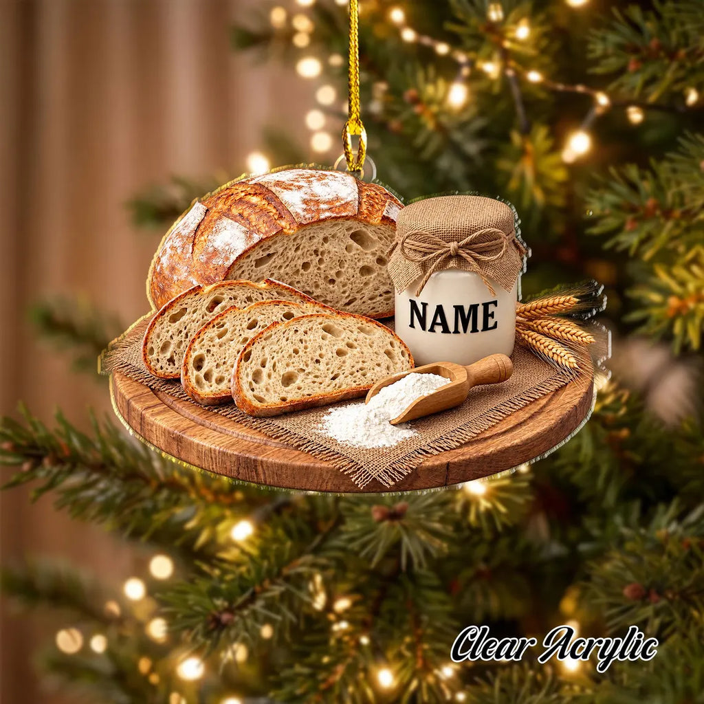2D FlatPersonalize Sourdough Bread Christmas Ornament, Custom Artisan Baker Gift, Sourdough Loaf Decor, Pastry Chef Tree Ornament