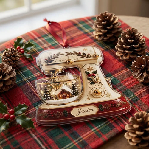 2D Flat Personalized Kitchen Stand Mixer Christmas Ornament – Custom Baker Gift, Vintage Baking Decor