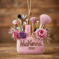Custom Name Makeup Bag Christmas Ornament Acrylic Cosmetic Brush Holiday Tree Decoration