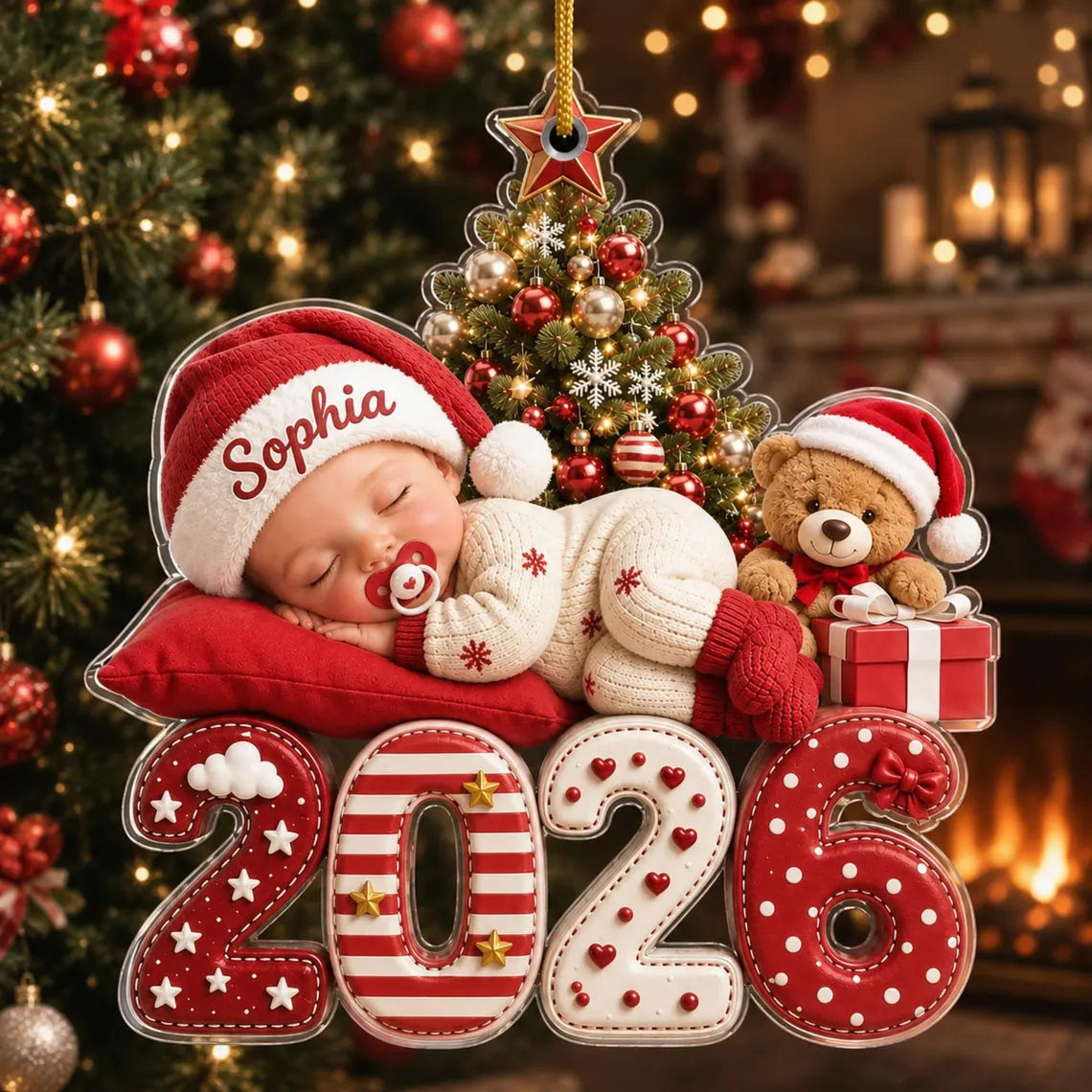 Personalized Baby's First Christmas Acrylic Ornament, Custom Baby Name 2026 Ornament, Baby Newborn Christmas Keepsake, New Parents Gift