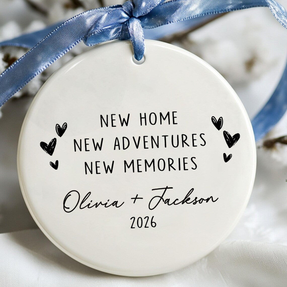 Personalized Watercolor New Home Photo Ornament,Custom House Address Ornament, Housewarming Gift, Realtor Client Gift, Couples Home Ornament