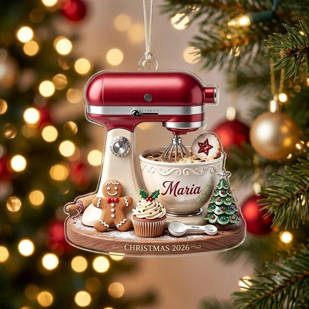 2D Flat Personalized Stand Mixer Christmas Ornament, Custom Baker Gift, Acrylic Baking Ornament