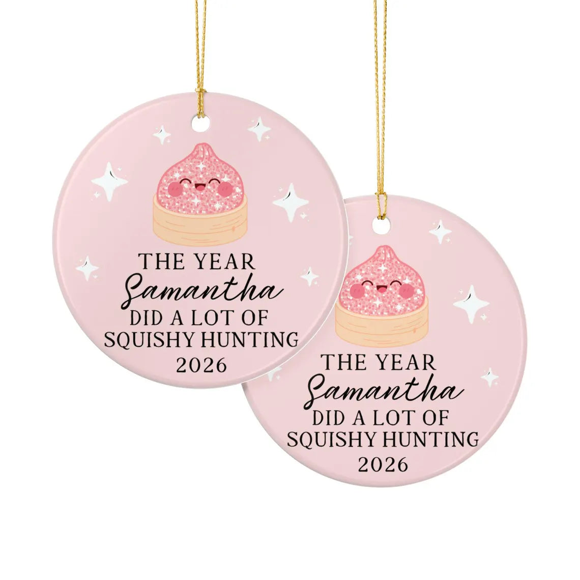 Squishy ornament, Squishy lover gift, Dumpling ornament, Custom ornaments for kids, Kids Personalized name ornament