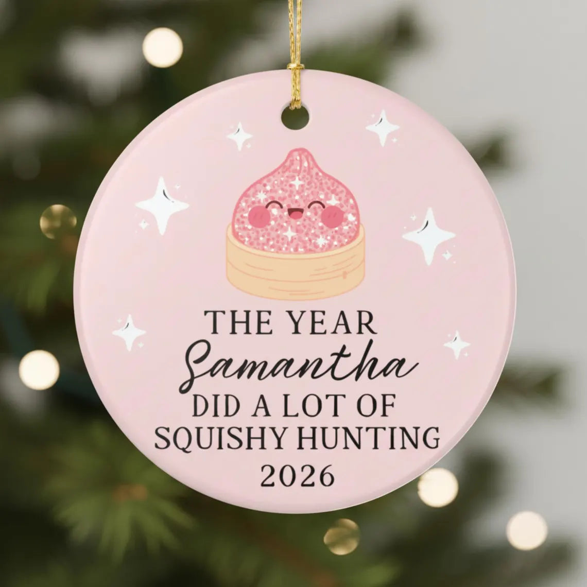 Squishy ornament, Squishy lover gift, Dumpling ornament, Custom ornaments for kids, Kids Personalized name ornament