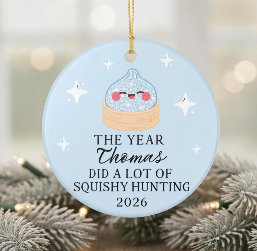 Squishy ornament, Squishy lover gift, Dumpling ornament, Custom ornaments for kids, Kids Personalized name ornament