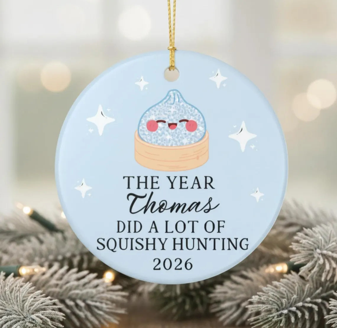 Squishy ornament, Squishy lover gift, Dumpling ornament, Custom ornaments for kids, Kids Personalized name ornament