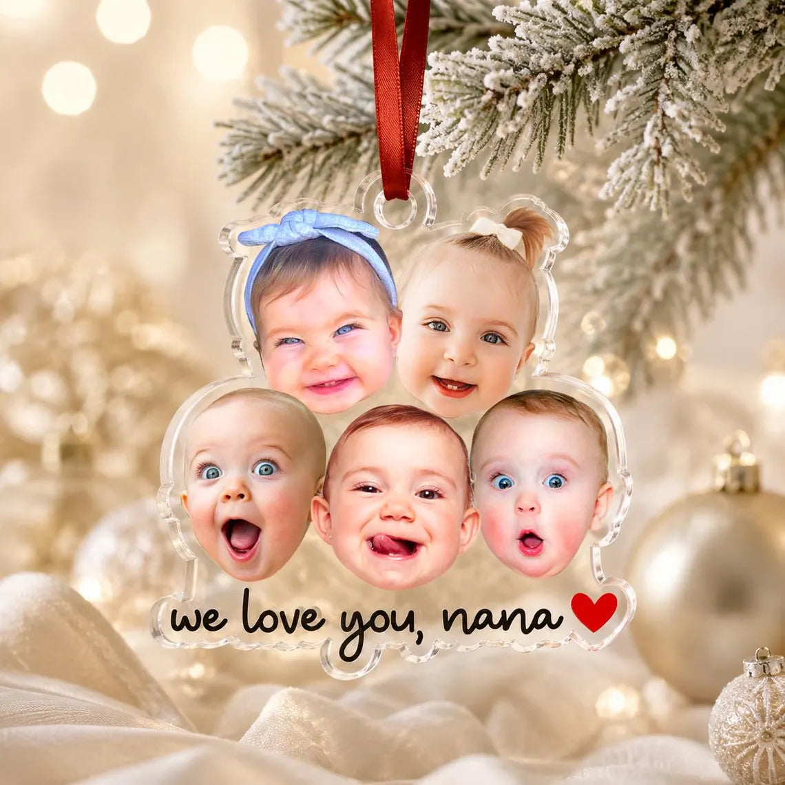 Personalized Baby Face Photo Ornament, Kid Photo Keepsake, Custom Baby Photo Acrylic Ornament, Gift for Grandma from Grandkids, Mom Gift
