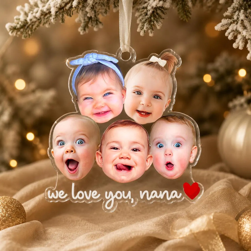 Personalized Baby Face Photo Ornament, Kid Photo Keepsake, Custom Baby Photo Acrylic Ornament, Gift for Grandma from Grandkids, Mom Gift