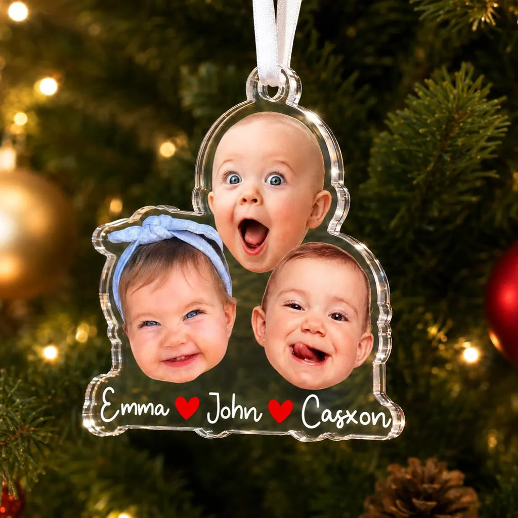 Personalized Baby Face Photo Ornament, Kid Photo Keepsake, Custom Baby Photo Acrylic Ornament, Gift for Grandma from Grandkids, Mom Gift