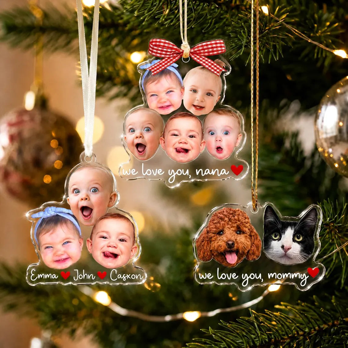 Personalized Baby Face Photo Ornament, Kid Photo Keepsake, Custom Baby Photo Acrylic Ornament, Gift for Grandma from Grandkids, Mom Gift