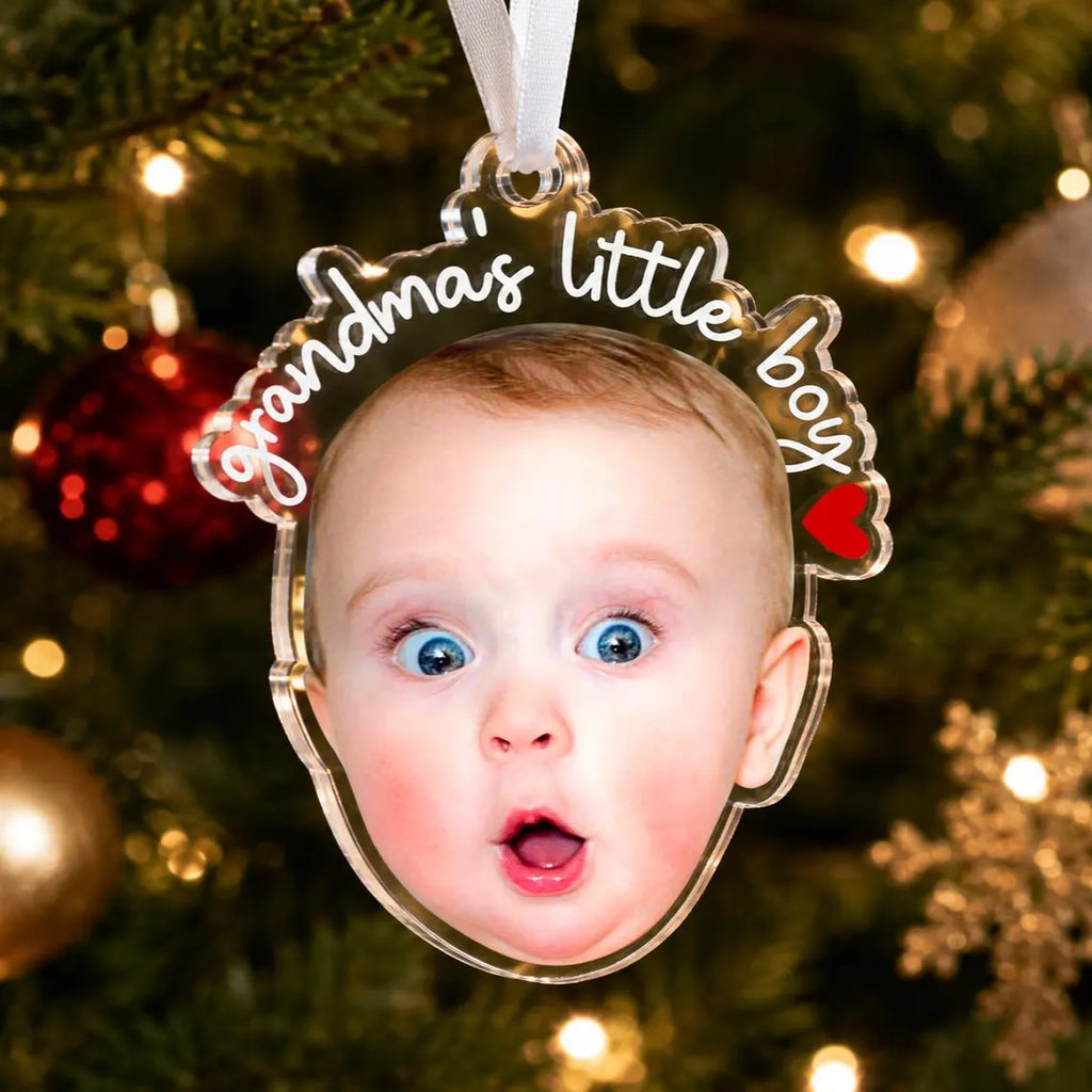 Personalized Baby Face Photo Ornament, Kid Photo Keepsake, Custom Baby Photo Acrylic Ornament, Gift for Grandma from Grandkids, Mom Gift