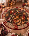 3D Christmas Elf Round Rug, Christmas 3D Illusion Area Rug, Holiday Floor Mat, Elf Christmas Decor, Xmas Living Room Bedroom Rug