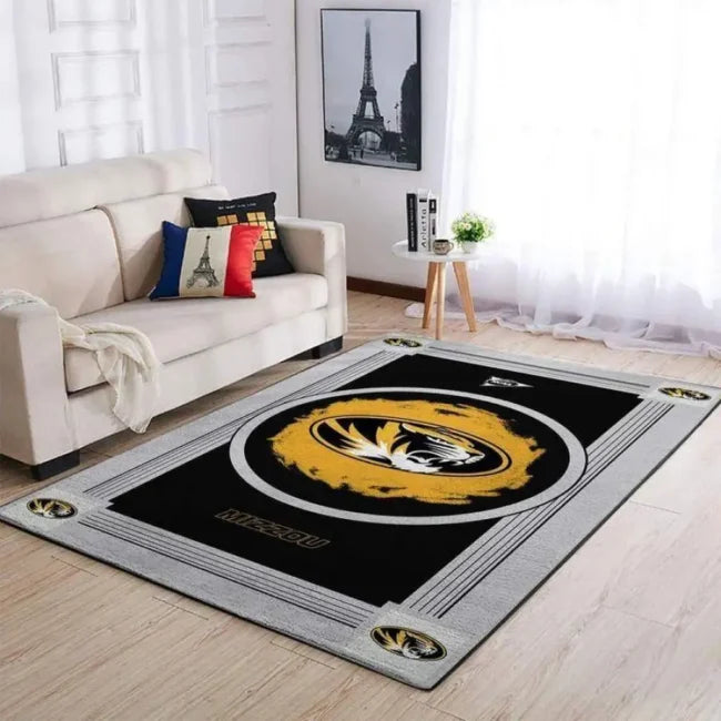 Mizzou Tigers Rug for Living Room Decor Black an...