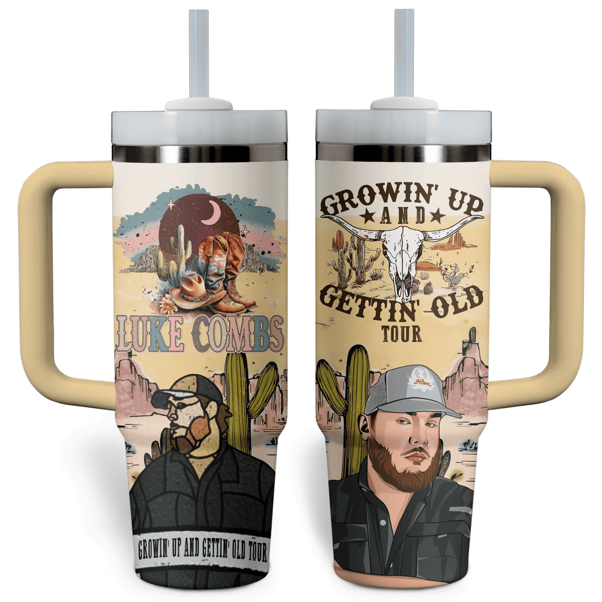 Luke combs Music Custom Stanley Quencher 30oz or 40oz Stainless Steel Tumbler With Handle HG