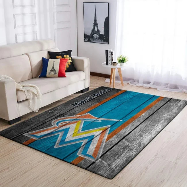 Miami Marlins Rug – Wooden Pattern Area fo...