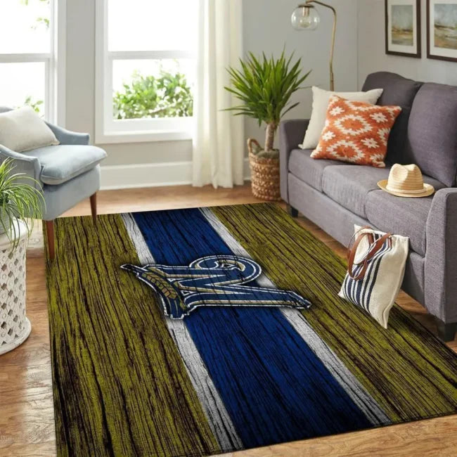 Striped Rug with Bold Number Design for Living R...