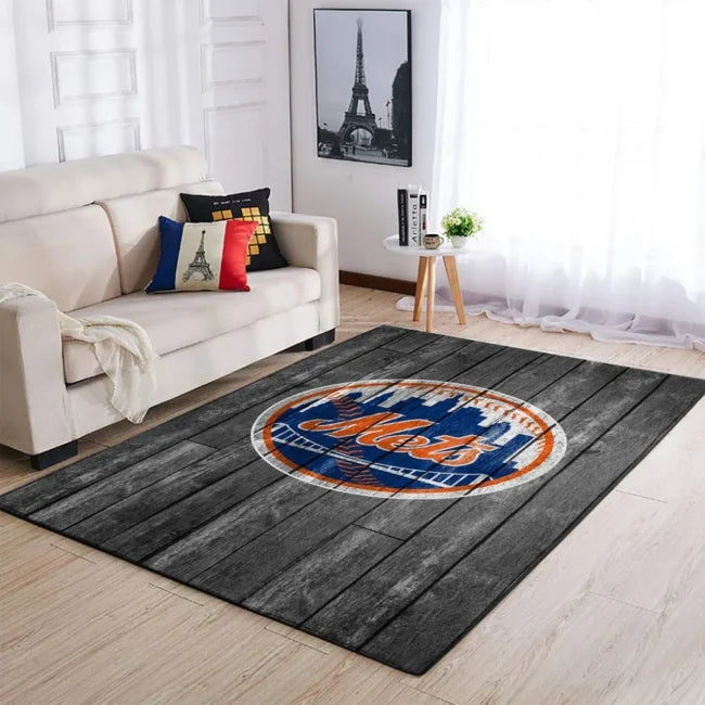 Mets Logo Rug for Living Room Home Decor Black a...