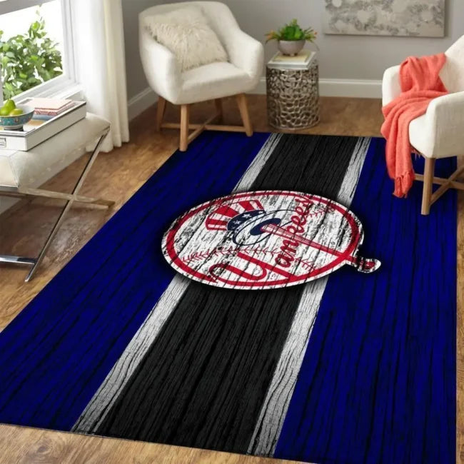 Vintage Baseball Team Logo Area Rug for Home Dec...