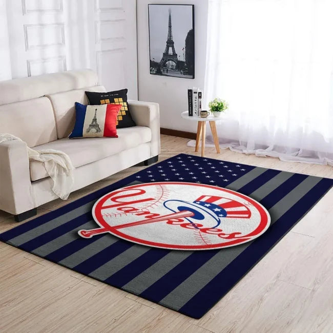 Yankees Baseball Themed Area Rug for Living Room...