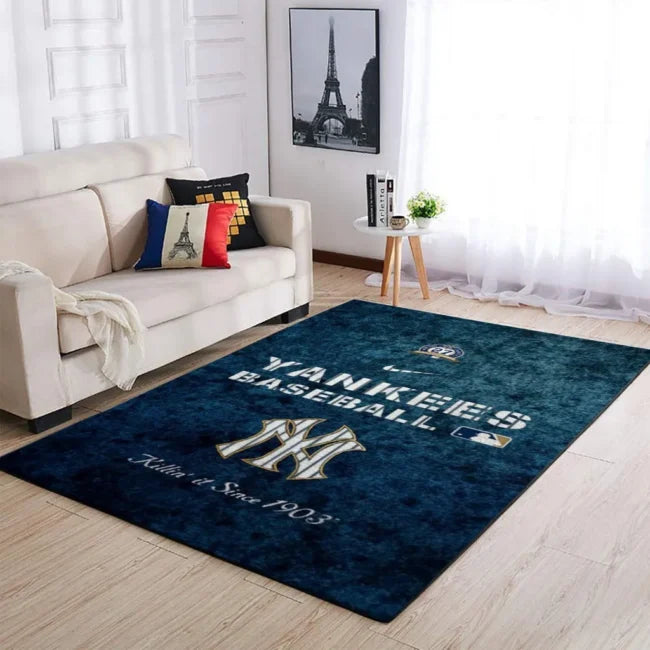 Yankees Baseball Themed Area Rug for Home Decor ...