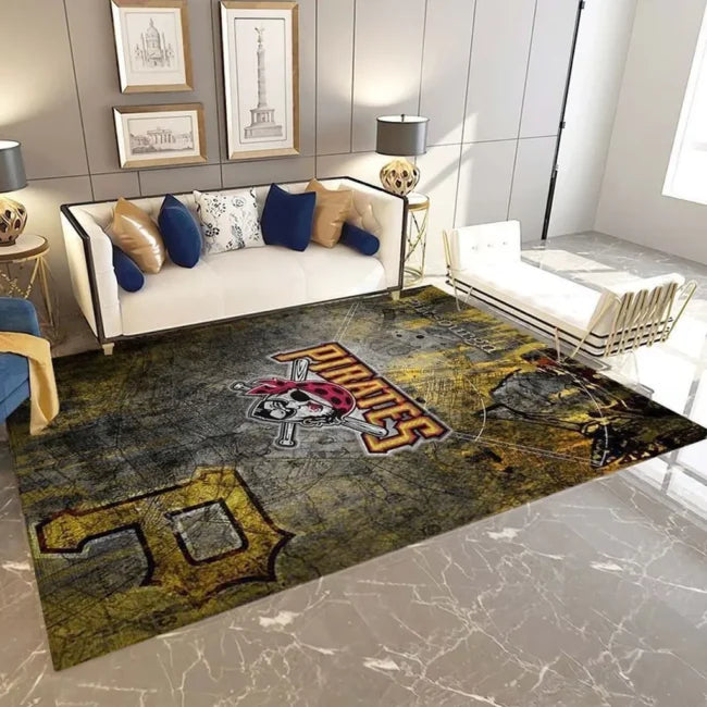 Pirates Themed Rug for Living Room Decor Black a...