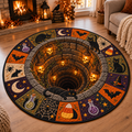 Chaotic Club Spooky Black Cat Magic Well 3D Optical Illusion Round Rug