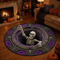 Chaotic Club Spooky Skeleton 3D Optical Illusion Round Area Rug