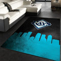 Modern Area Rug with City Skyline for Living Roo...