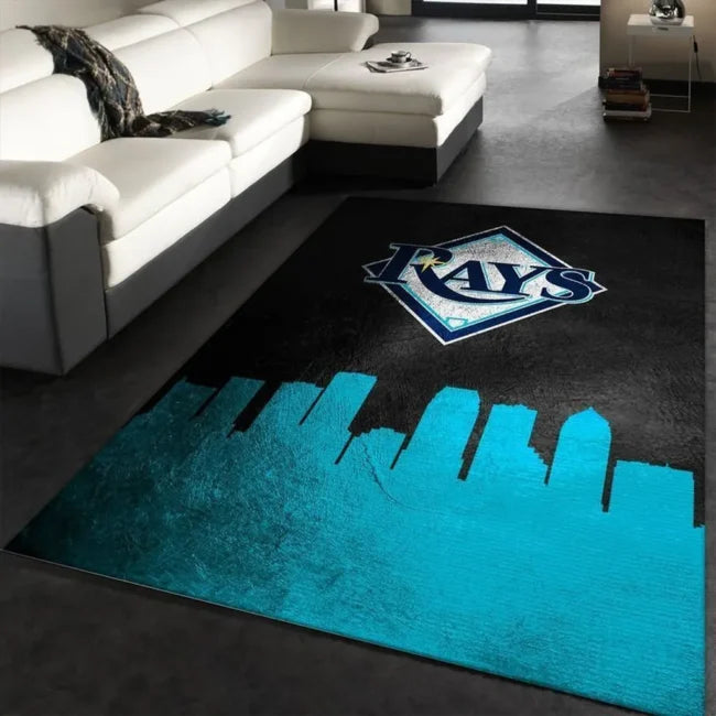 Modern Area Rug with City Skyline for Living Roo...