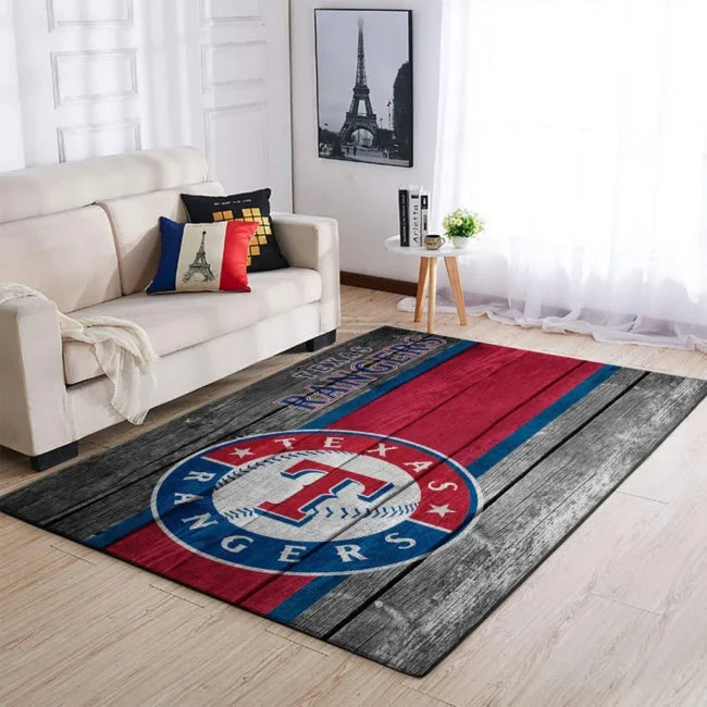 Texas Rangers Rug – Wooden Plank Style Are...