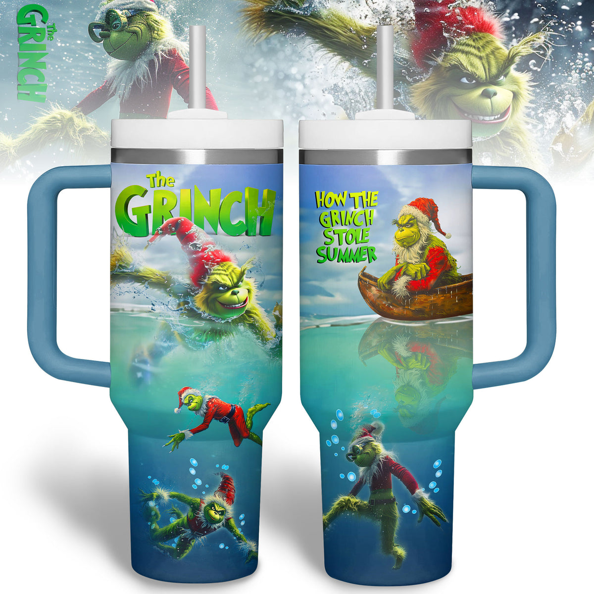 The Grinch Cartoon Custom Stanley Quencher 30oz or 30oz or 40oz Stainless Steel Tumbler With Handle HG With Handle HG
