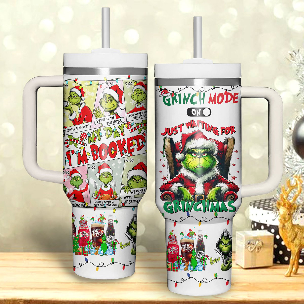 The Grinch Movies Custom Stanley Quencher 30oz or 40oz Stainless Steel Tumbler With Handle HG With Handle