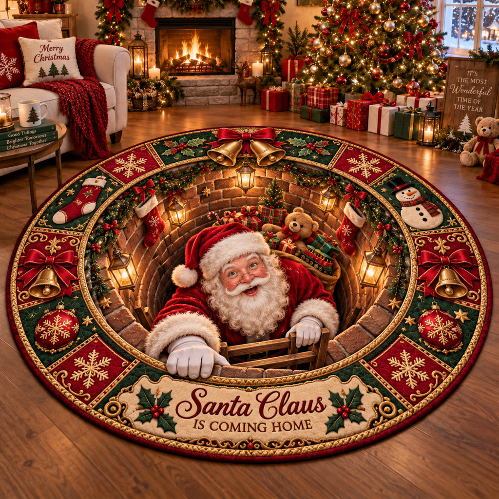 Chaotic Club Personalized 3D Chimney Santa Round Rug