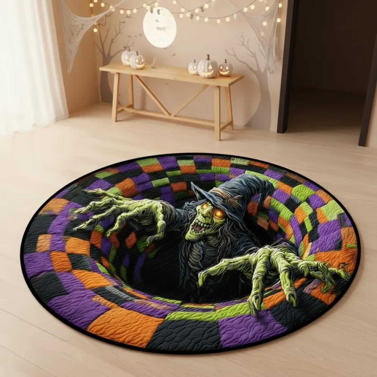 Chaotic Club Creepy Crawling Monster 3D Illusion Round Rug