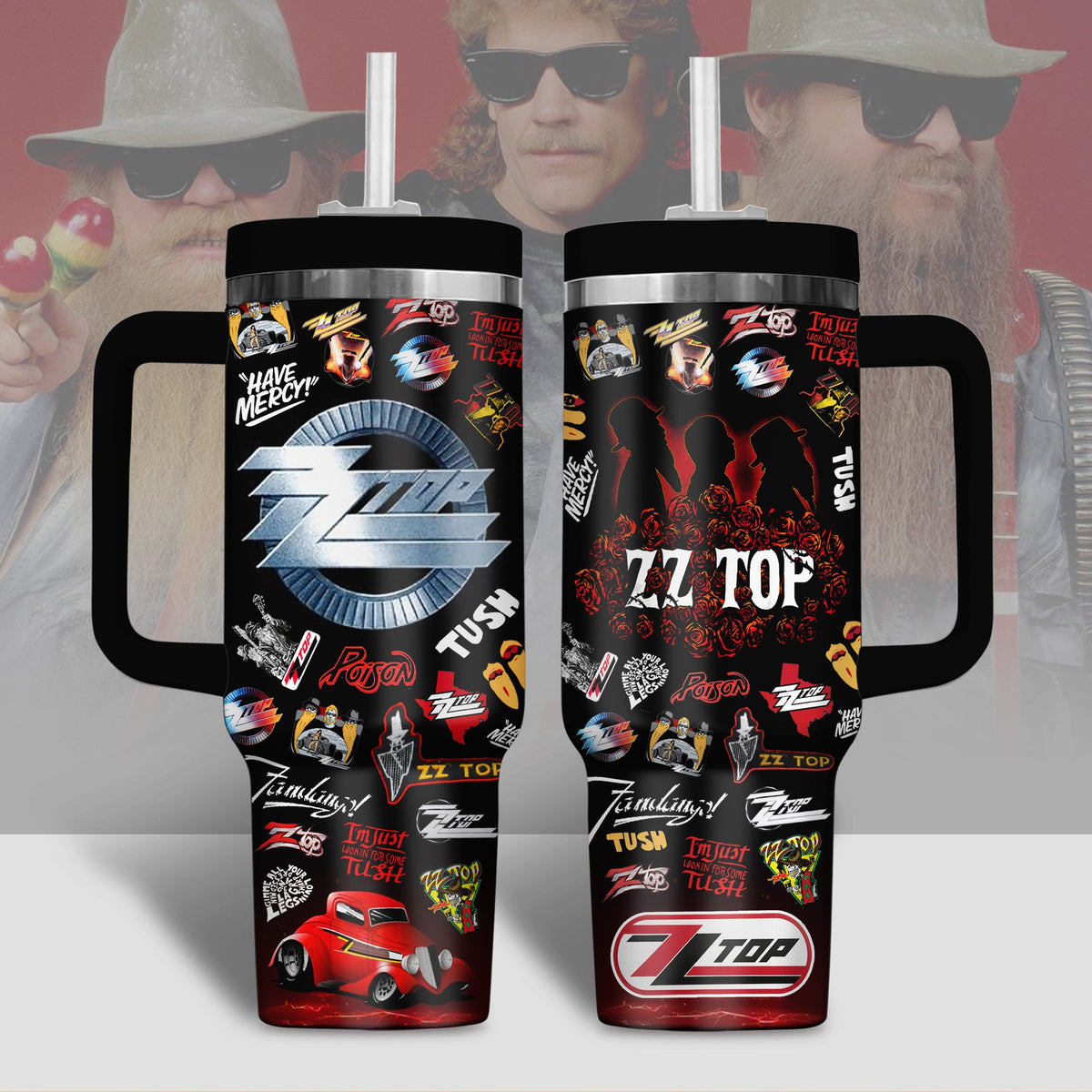 ZZ Top Music Custom Stanley Quencher 30oz or 40oz Stainless Steel Tumbler With Handle HG
